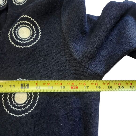 VTG VICTOR COSTA Embroidered BLACK/WHITE Wool Coat Sweater Heavy Women’s XS - Picture 15 of 16